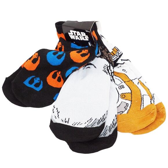 3 Pairs - Vintage Disney Star Wars Adult Shoe 7-12 Low Cut Socks 2016 - Style 2 - Picture 1 of 10